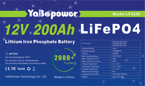नाव गोल्फ कार्ट 12V Lifepo4 बैटरी 200Ah 32700