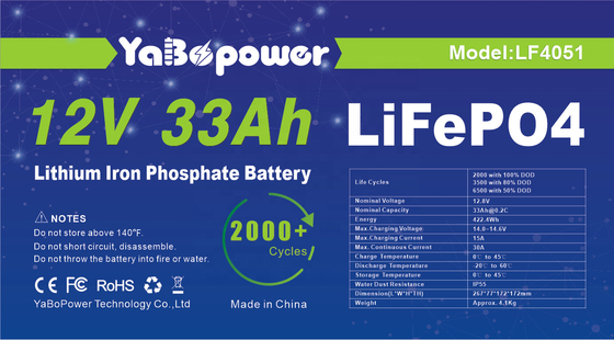 33Ah 12V Lifepo4 बैटरी लिथियम आयरन फॉस्फेट बैटरी 32700