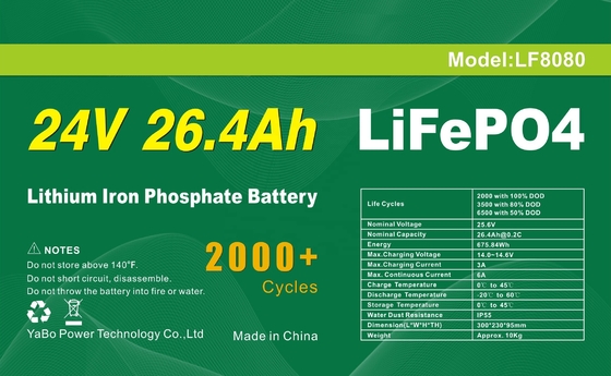 26.4Ah 24V Lifepo4 बैटरी समुद्री लंबी सेवा जीवन