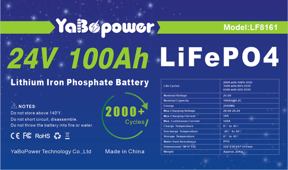 बोट ऑफ रोड व्हीकल के लिए स्टोरेज सोलर RV Lifepo4 बैटरी 100ah 150ah 24v