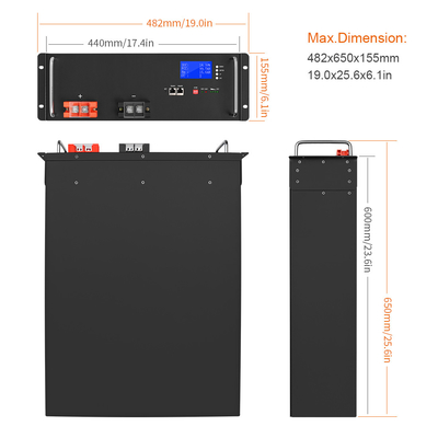 LCD 48V Lifepo4 बैटरी 2.5kwh लिथियम डीप साइकिल 48 वोल्ट 50ah