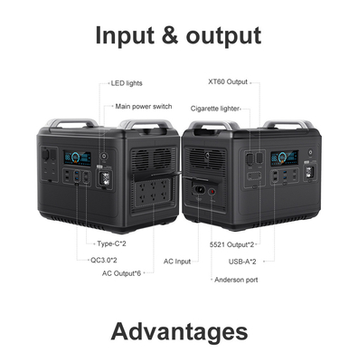 अप्स लिथियम पोर्टेबल पावर स्टेशन Lifepo4 सोलर 2000W 1000 वाट टू-वे क्विक