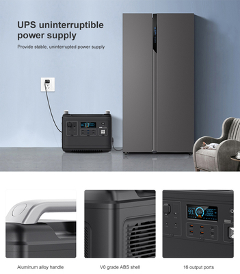 अप्स लिथियम पोर्टेबल पावर स्टेशन Lifepo4 सोलर 2000W 1000 वाट टू-वे क्विक