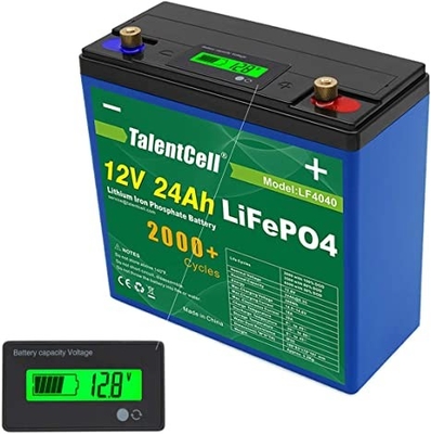एलसीडी डिस्प्ले के साथ 12v 24ah Lifepo4 लिथियम बैटरी पैक रिचार्जेबल बड़ी क्षमता