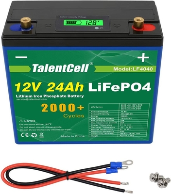 एलसीडी डिस्प्ले के साथ 12v 24ah Lifepo4 लिथियम बैटरी पैक रिचार्जेबल बड़ी क्षमता